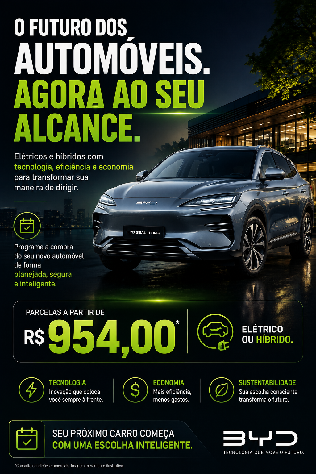 O futuro dos automóveis agora ao seu alcance: elétricos e híbridos com parcelas a partir de R$ 954,00, tecnologia, economia e sustentabilidade.
